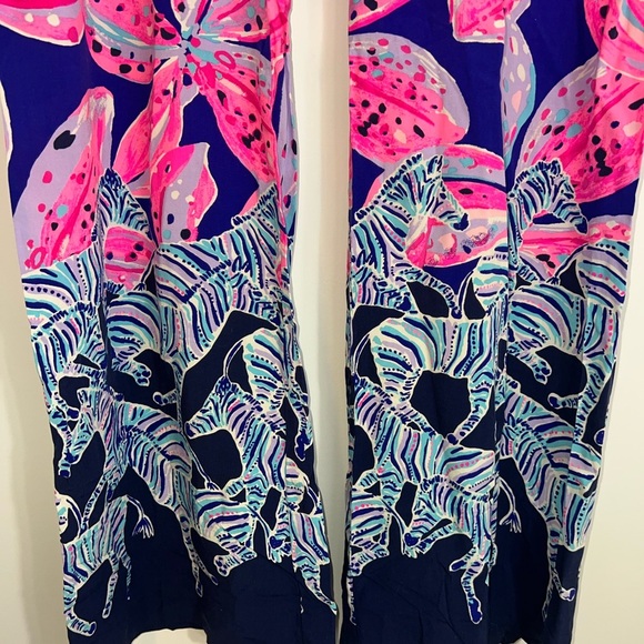 Lilly Pulitzer Pink and Blue zebra Floral Pants - Picture 4 of 13